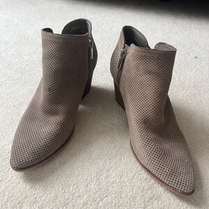 Vince Taupe Perforated Ankle Booties